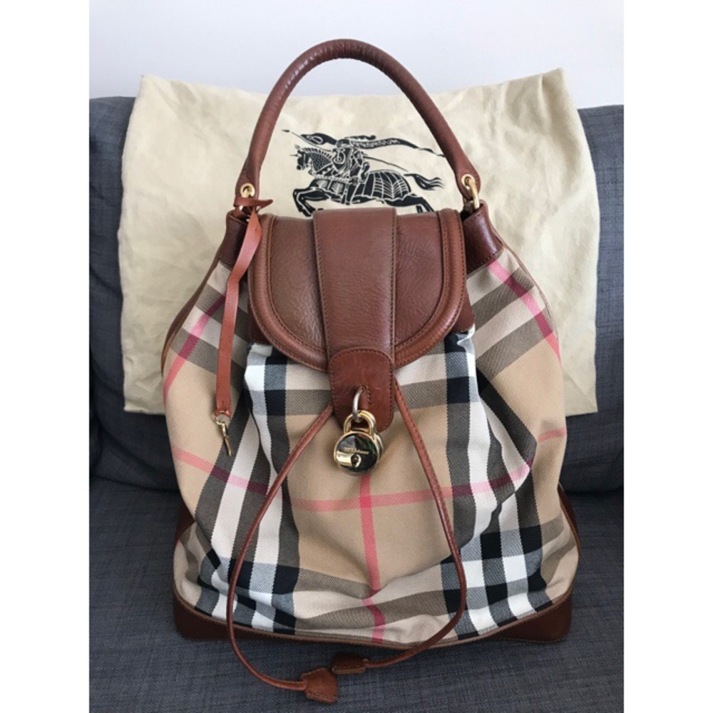 Burberry Tan and Brown Hobo Bag